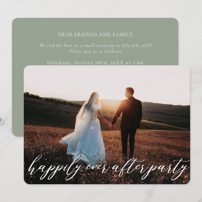 Convite Casamento Elegante Moderno da Caligrafia (Frente/Verso)