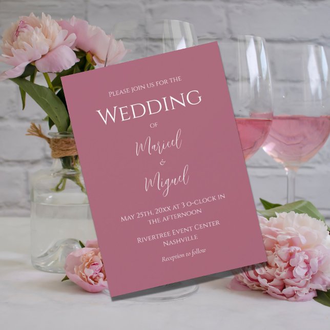 Convite Casamento Elegante Moderno de Framboesa Rosa (Criador carregado)