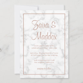 Convite Casamento Elegante Moderno de Script Dourado Marbl