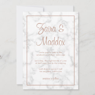 Convite Casamento Elegante Moderno de Script Dourado Marbl
