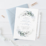 Convite Casamento Elegante Moderno e Azul Verde<br><div class="desc">Caligrafia romântica e convites para casamentos azuis empoeirados de verde-sonho</div>