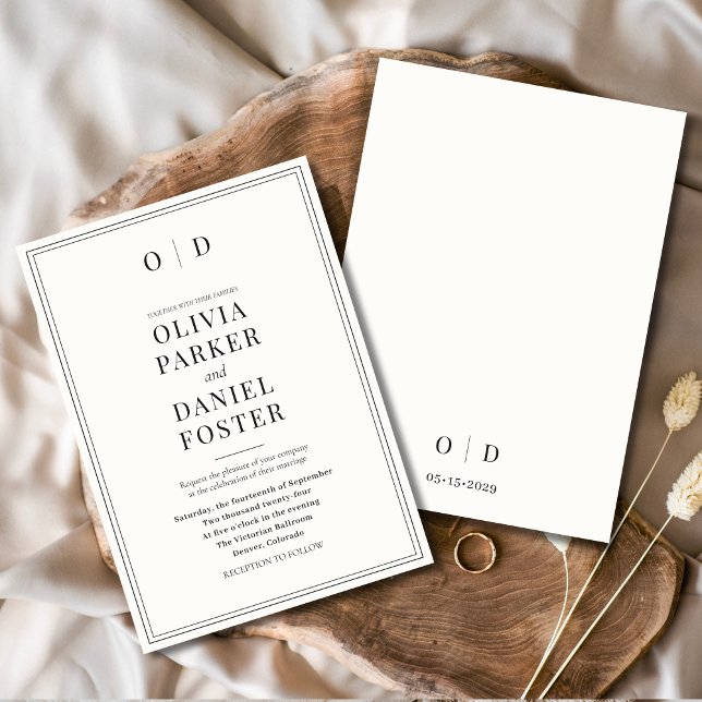 Convite Casamento Elegante Moderno e Negro Minimalista (Criador carregado)