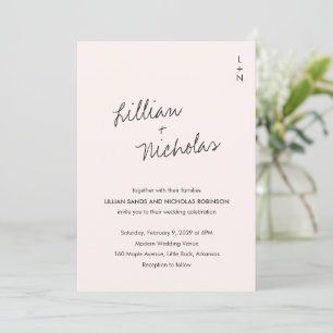 Convite Casamento Elegante Moderno e Rosa Lillian