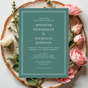 Convite Casamento Elegante Moderno Emerald Green