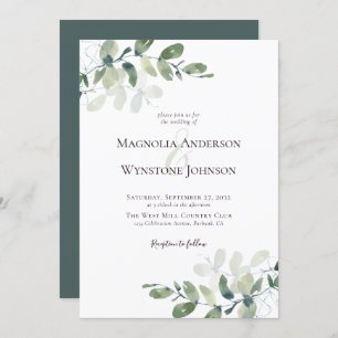Convite Casamento Elegante Moderno Eucalyptus Greenery