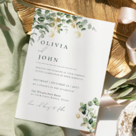 Convite Casamento Elegante Moderno Minimalista Eucalyptus