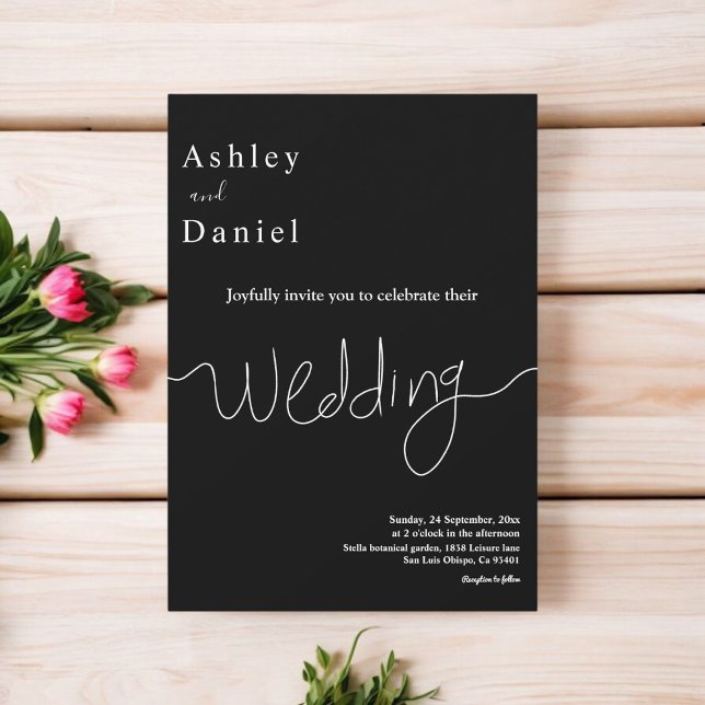 Convite Casamento Elegante Moderno Mínimo Negro E Branco (Criador carregado)