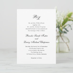 Convite Casamento Elegante Monograma Clássico