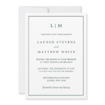 Casamento Elegante Monograma Verde de Floresta Sim