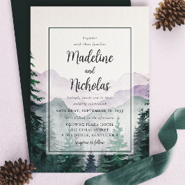 Convite Casamento Elegante na Floresta Verde Nebulosa da M