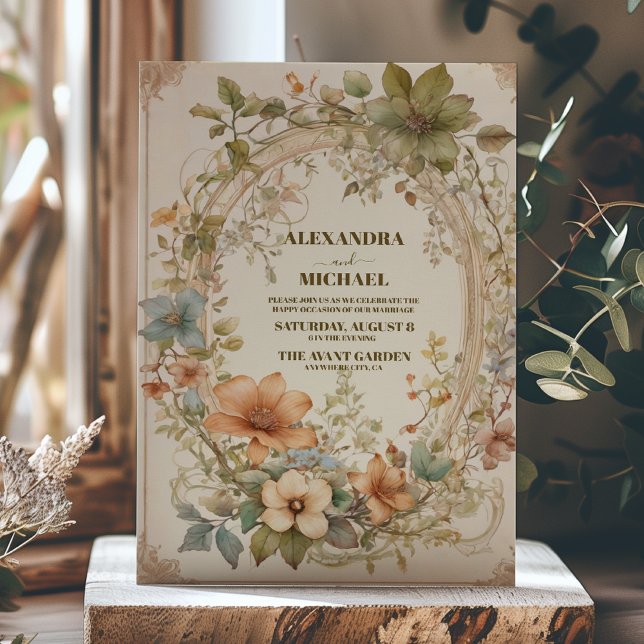 Convite Casamento Elegante Na moda de Tons de Ferrugem Cob (Criador carregado)