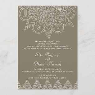 Convite Casamento Elegante Na moda Verde Indígena Mehndi H