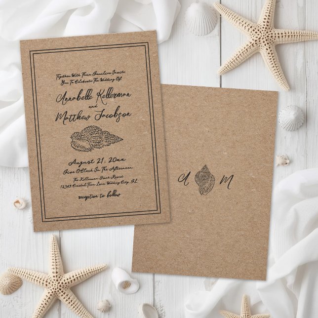 Convite Casamento Elegante na Praia (Elegant Beach Wedding Invitation)