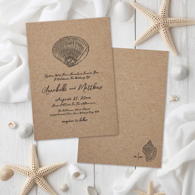 Convite Casamento Elegante na Praia (Elegant Beach Wedding Invitation)