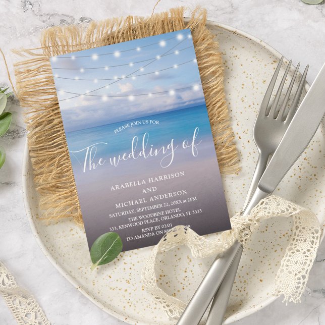Convite Casamento elegante na praia (Criador carregado)