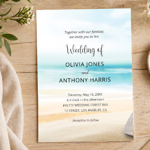 Convite Casamento Elegante na Praia Costeira