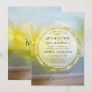 Convite Casamento Elegante na Praia Moderna Frangipani Tro
