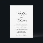 Convite Casamento Elegante Negro Branco Contemporâneo Mode<br><div class="desc">Convites de casamento brancos e negros contemporâneos com um layout simples e minimalista com seus nomes em um roteiro elegante de caligrafia e seus detalhes de casamento em um formato moderno.</div>