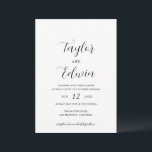Convite Casamento Elegante Negro Branco Contemporâneo Mode<br><div class="desc">Convites de casamento brancos e negros contemporâneos com um layout simples e minimalista com seus nomes em um roteiro elegante de caligrafia e seus detalhes de casamento em um formato moderno.</div>
