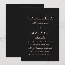 Convite Casamento Elegante Negro Clássico