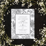 Convite Casamento Elegante Negro Floral<br><div class="desc">Convite para Casamento Elegante Negro Floral</div>