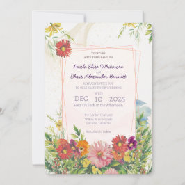 Convite Casamento Elegante no Jardim de Flores Silvestres