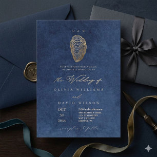 Convite Casamento Elegante no Oceano Azul-Marinho