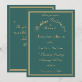 Convite Casamento Elegante Nomes Personalizados Chic Verde