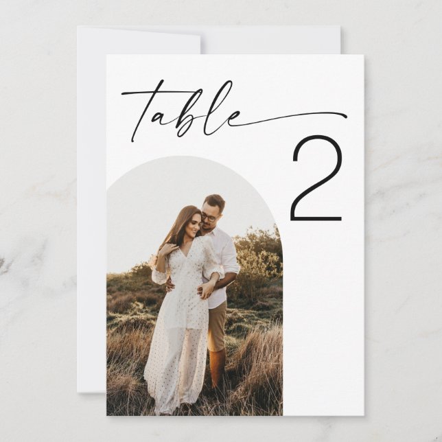 Convite Casamento Elegante | Número de Mesa de Foto Minima (Frente)