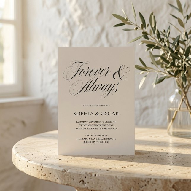 Convite Casamento Elegante Para Sempre & Sempre  (Criador carregado)