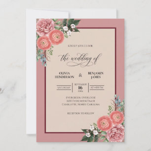 Convite Casamento Elegante Pétala Malva