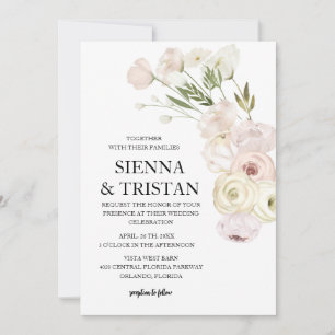 Convite Casamento Elegante Pink Peony