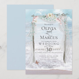 Convite Casamento | Elegante Porto de Tulle de Madeira Der