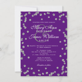 Convite Casamento Elegante Prata Lata Confetti Roxo