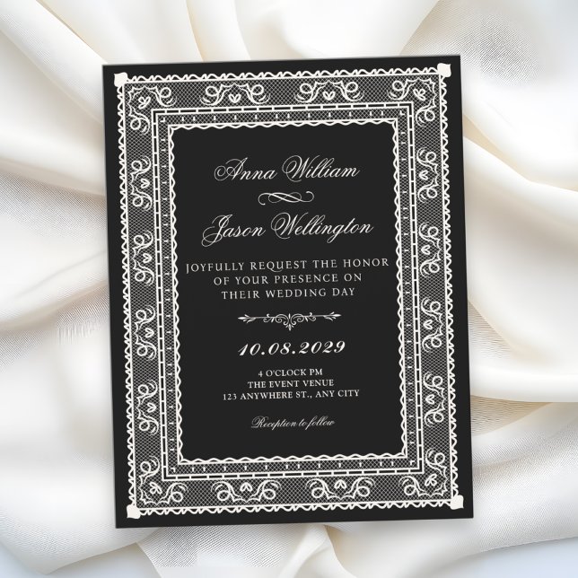 Convite Casamento elegante preto (Criador carregado)