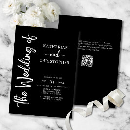 Convite Casamento Elegante Preto-Branco com Script Formal