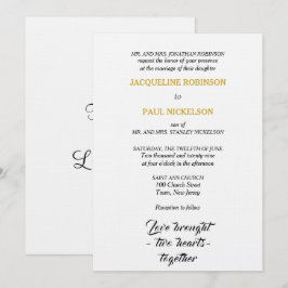 Convite Casamento Elegante Preto Branco Dourado Dois Coraç