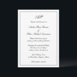 Convite Casamento Elegante Preto Branco Monograma de Scrip<br><div class="desc">Convite de casamento do estilo tradicional, com um simples design em preto clássico e branco com seu monograma no topo, junto com seus detalhes de casamento em um roteiro elegante cercado por uma fronteira. A cor pode ser alterada para qualquer cor desejada clicando no botão "personalizar". Este Convite de Casamento...</div>