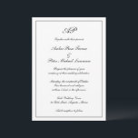 Convite Casamento Elegante Preto Branco Monograma de Scrip<br><div class="desc">Convite de casamento do estilo tradicional, com um simples design em preto clássico e branco com seu monograma no topo, junto com seus detalhes de casamento em um roteiro elegante cercado por uma fronteira. A cor pode ser alterada para qualquer cor desejada clicando no botão "personalizar". Este Convite de Casamento...</div>