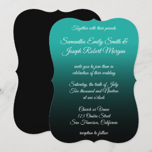 Convite Casamento elegante preto da caligrafia de Ombre de