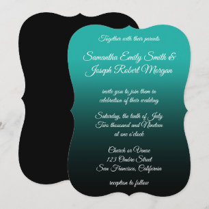 Convite Casamento elegante preto da caligrafia de Ombre de