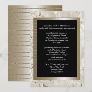 Convite CASAMENTO Elegante Preto Dourado de Bronze Metáli