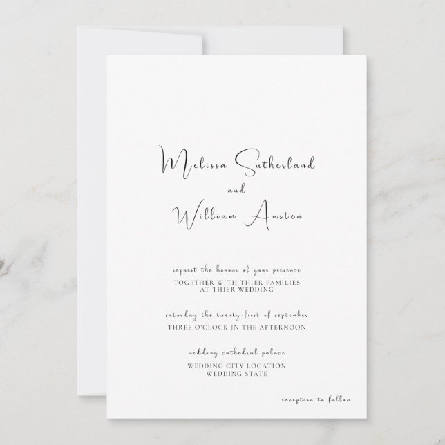 Convite Casamento Elegante Preto e Branco (Frente)