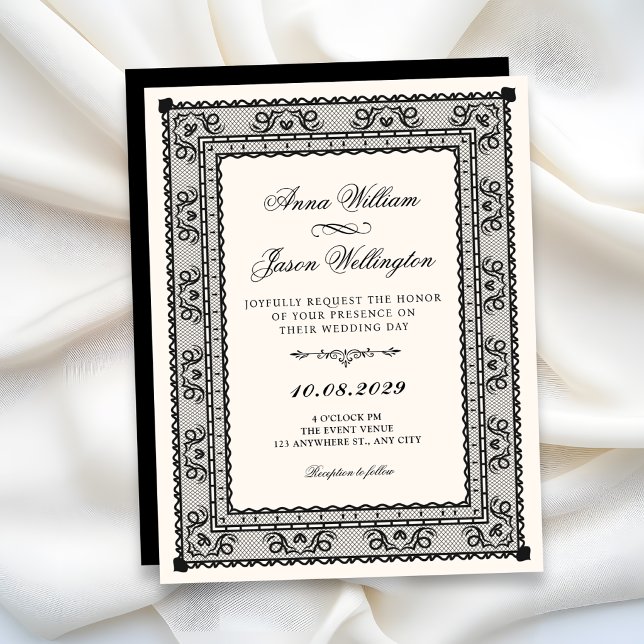 Convite Casamento elegante preto e branco (Criador carregado)