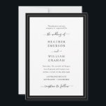 Convite Casamento Elegante Preto e Branco<br><div class="desc">Faça o convite do seu casamento tão memorável quanto o seu dia especial com este design chic e sofisticado. Com um visual minimalista simples e um toque clássico tradicional, este convite moderno apenas com texto apresenta uma caligrafia manuscrita com uma moldura de borda preta e branca clássica. Encontre produtos coordenados...</div>