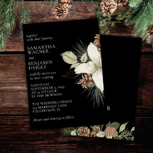 Convite Casamento Elegante Preto e Branco de Pinheiro de I