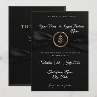 Convite Casamento Elegante Preto e Branco e Clássico Doura