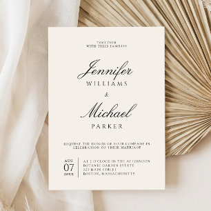 Convite Casamento Elegante Preto e Marfim Old Money