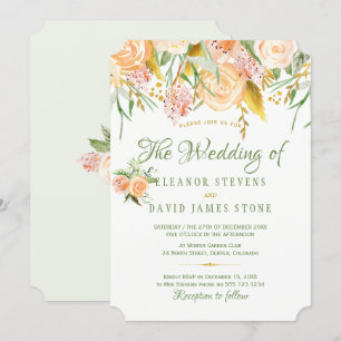 Convite Casamento elegante prudente do ouro rústico flora