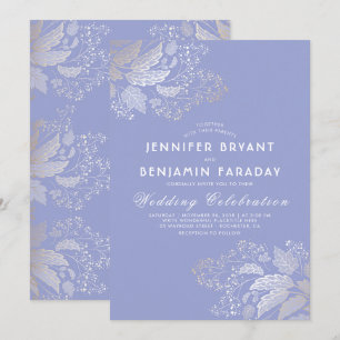 Convite Casamento Elegante Púrpura de Lavanda de Folhagem
